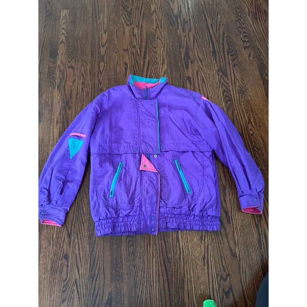 Women's LODI Purple Pink Colorblock Windbreaker Jacket L